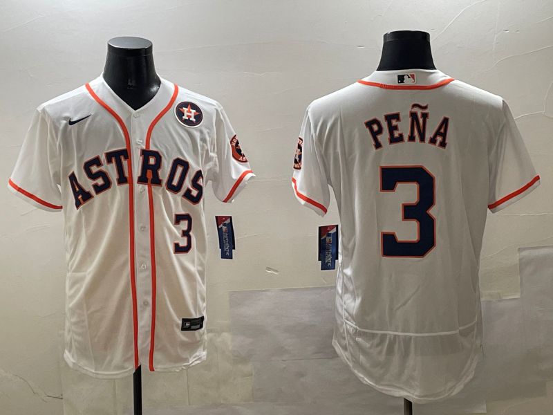 Men Houston Astros #3 Pena White Elite 2025 Nike MLB Jersey style 2